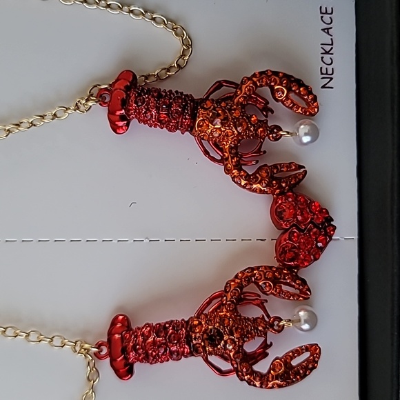 Betsey Johnson Gold and Red Lobster Best Friend Necklace Set - Picture 5 of 6